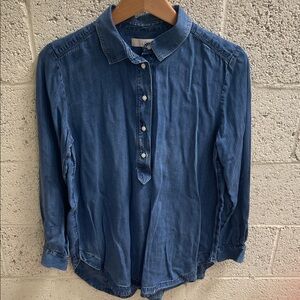 Loft Denim-Blue Button Placket Women's Shirt - Unbranded